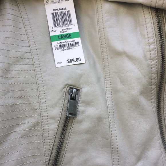 NWT Faux Leather Off White Jacket - Picture 4 of 6